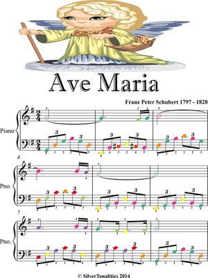 cover image of Ave Maria Easy Elementary Piano Sheet Music with Colored Notes